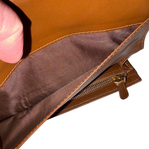 Prada MIU MIU Long Leather Wallet Camel Tan Gold Letters - Picture 5 of 14